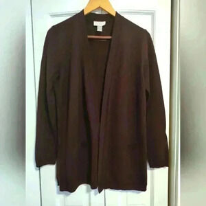 LOFT Women's 100% Cotton Dark Burgundy Wine Cardigan Sweater | Size Medium